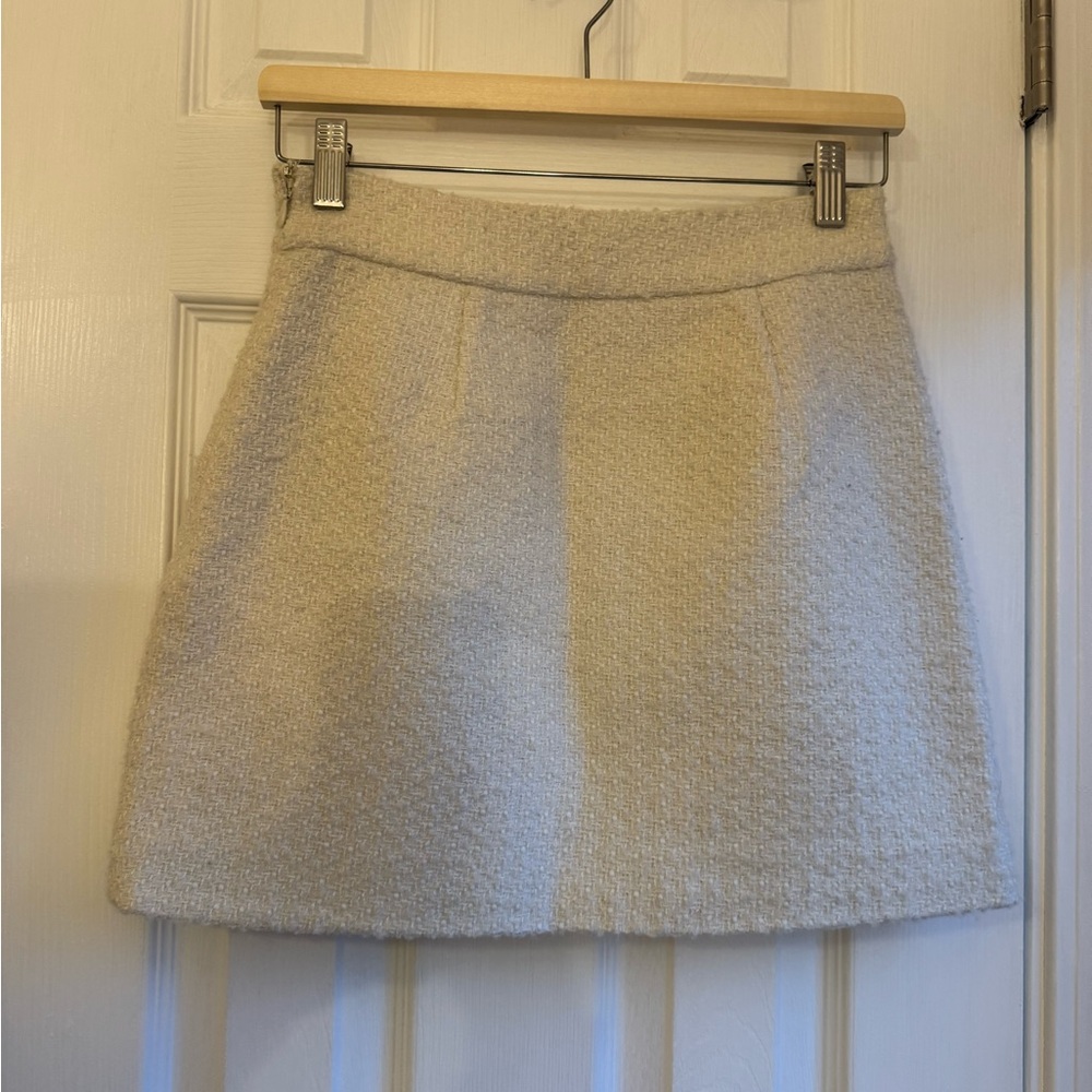 oak and fort cream bouclé mini skirt